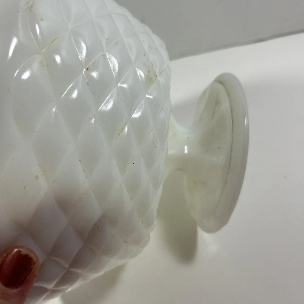 Vintage White Milk‎ Glass Fruit Bowl Raised Pattern